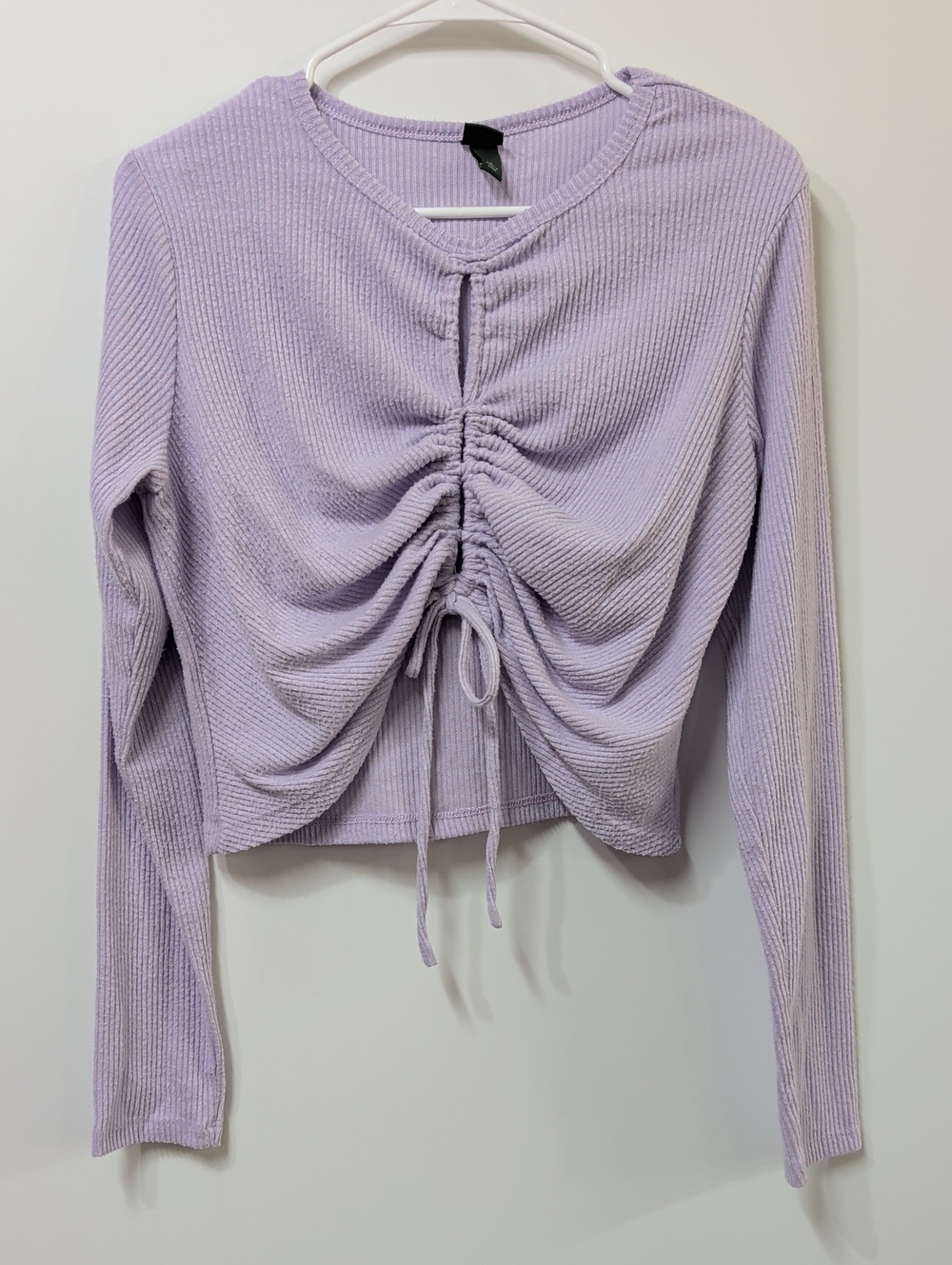 🎁 Wild Fable Lavender Long Sleeve Lace-Up Crop Top Size Large